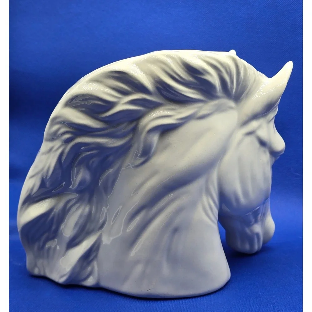 Vintage White Ceramic Horse Mare & Foal Planter Vase Statue Figurine Decor
